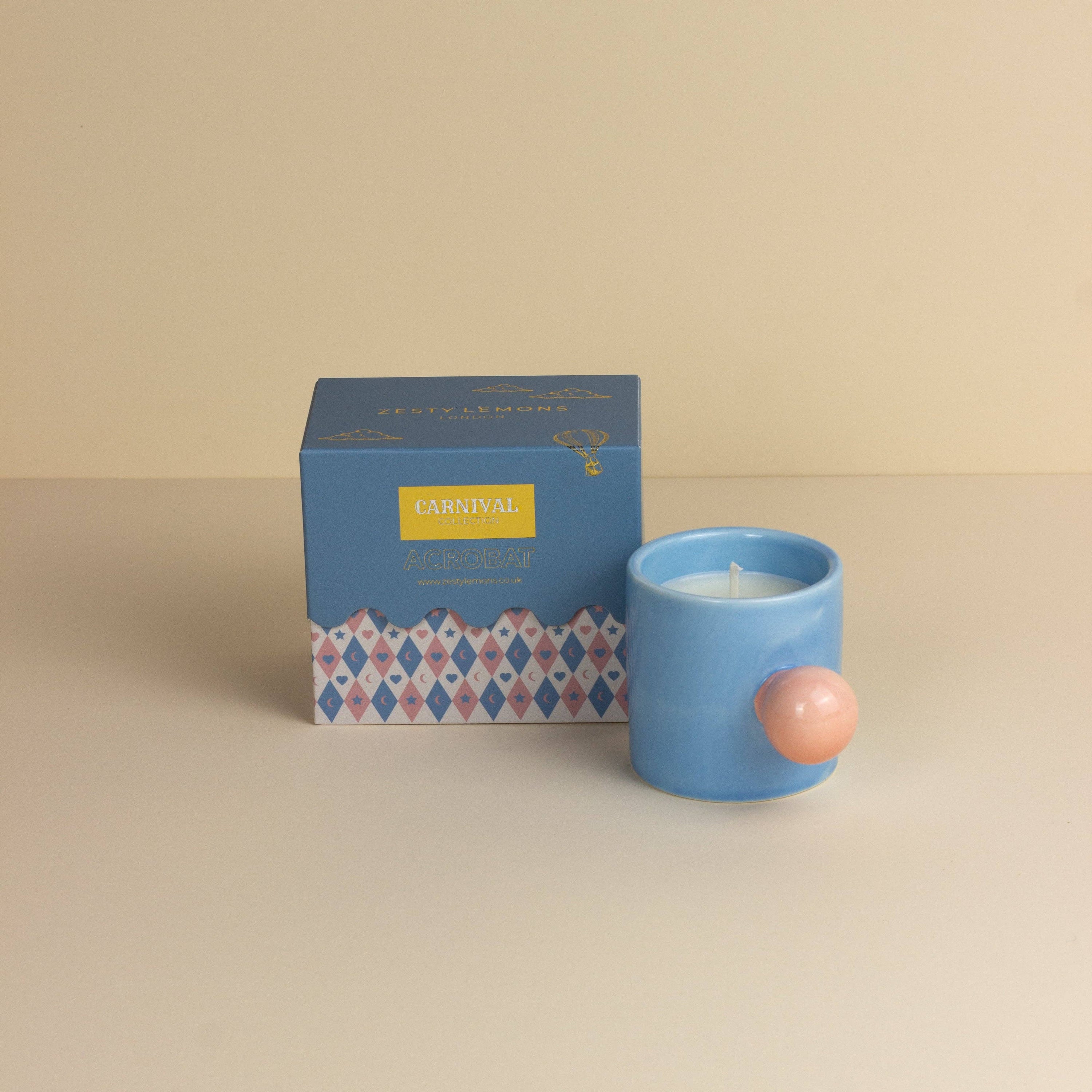 Karneval Karussell Tasse Kerze - Blauer Akrobat