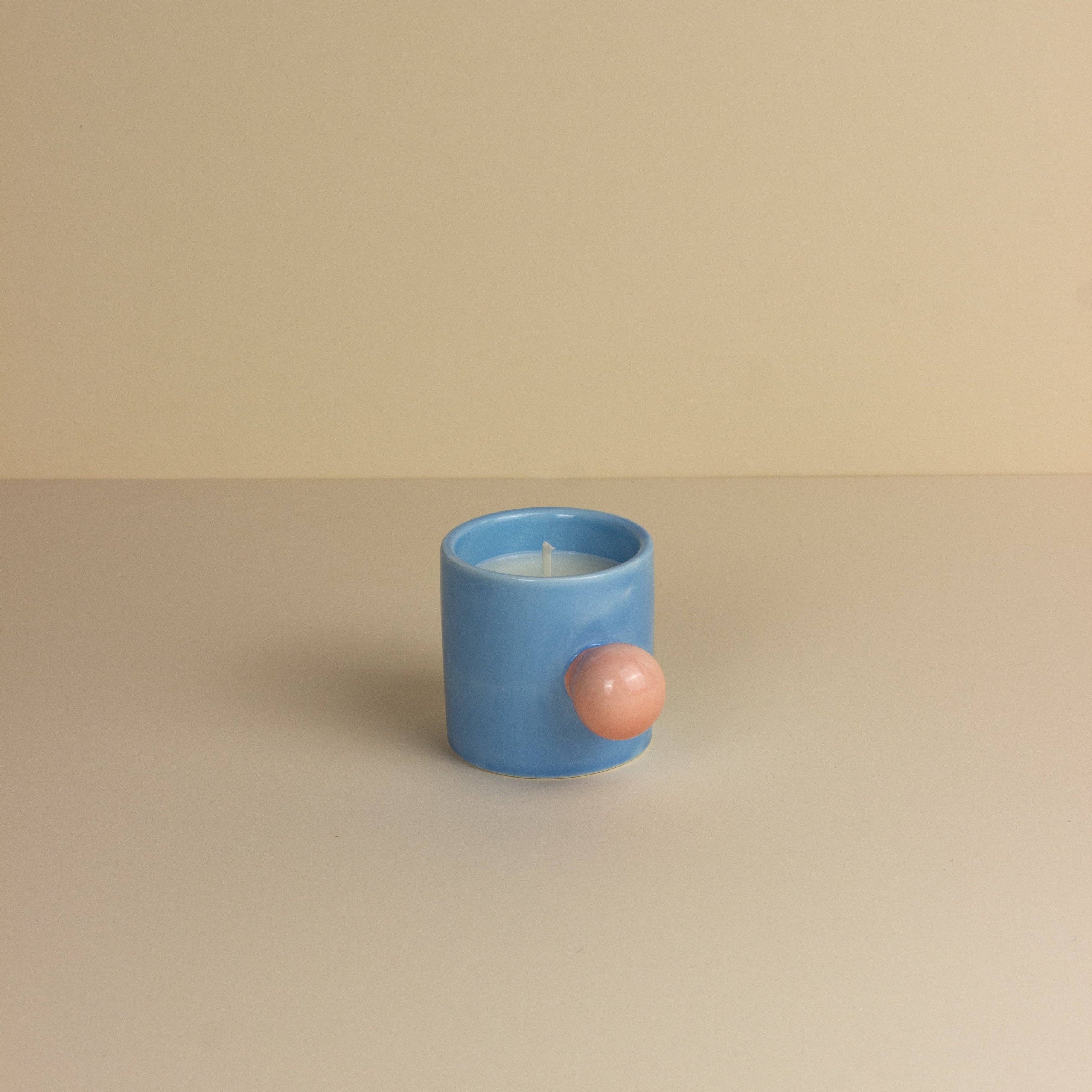 Karneval Karussell Tasse Kerze - Blauer Akrobat