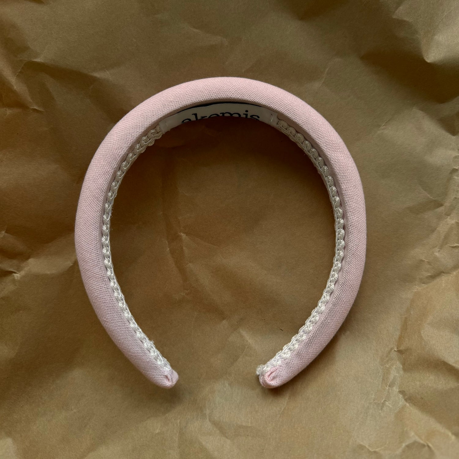 Haarreifen Baumwolle Leinen rosa