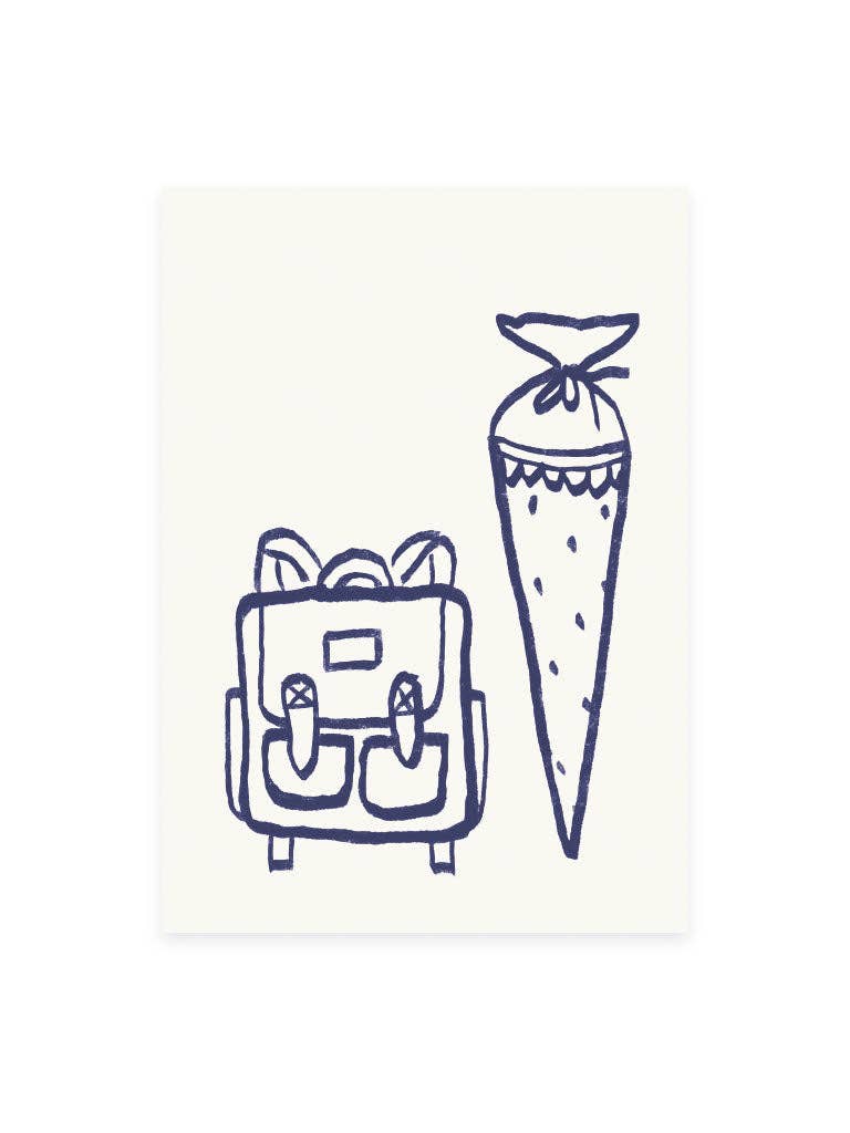 Postcard school bag & school cone