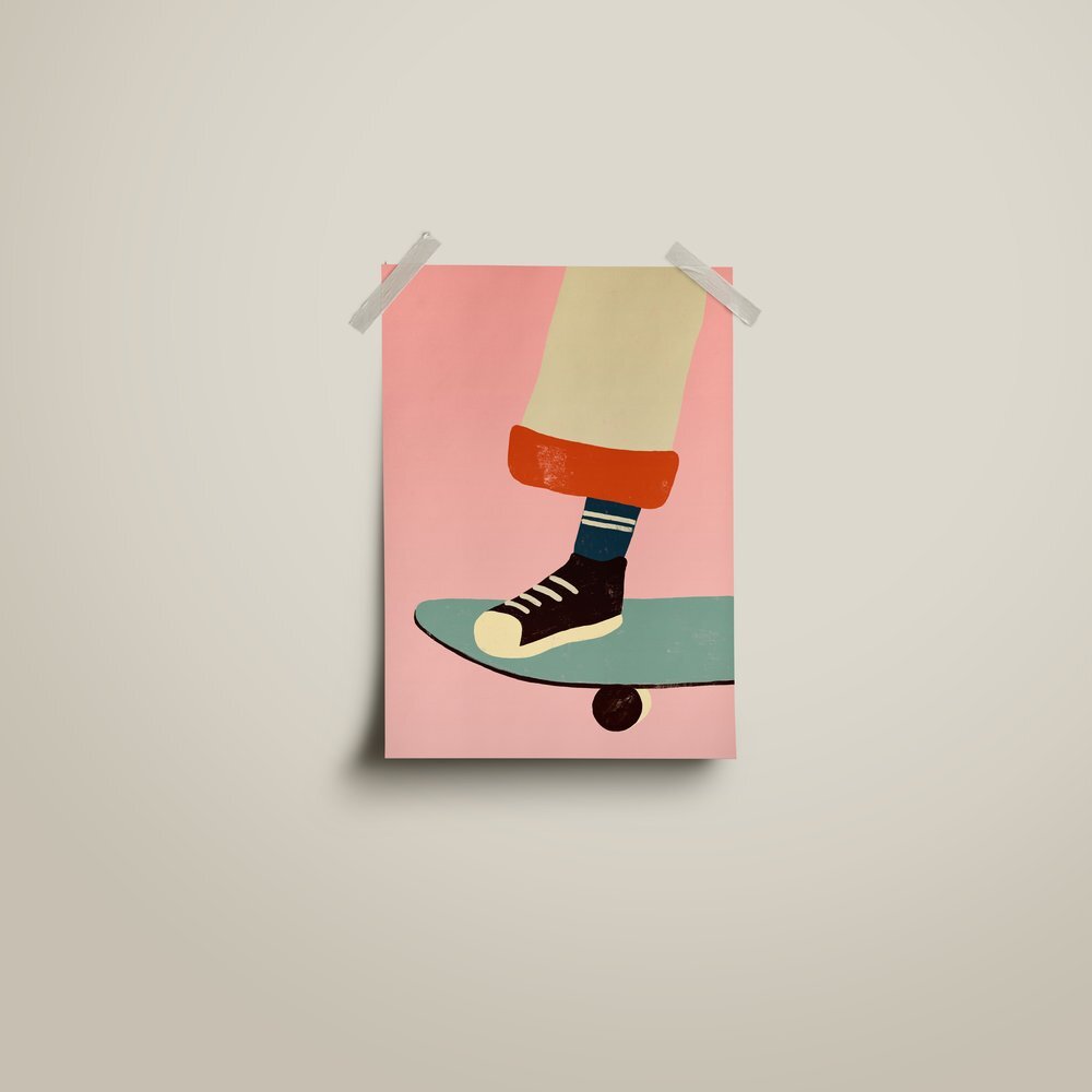 Postkarte Skateboard