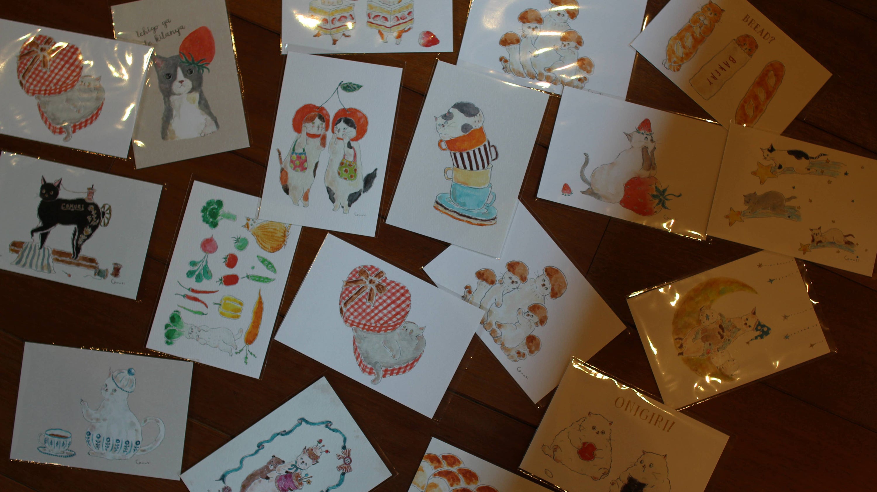 Postcard Strawberry Cat
