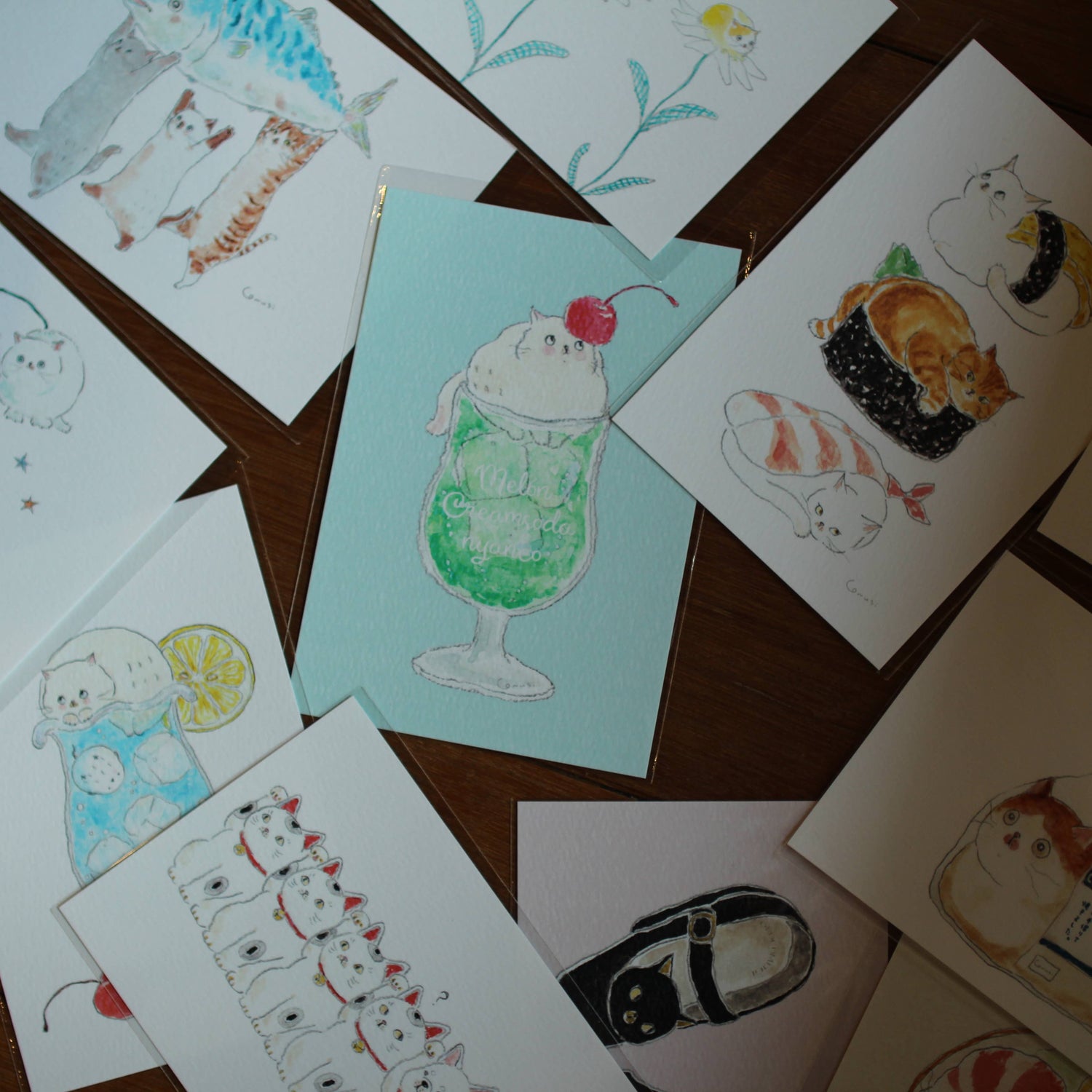 Postkarte Bonbon-Katze