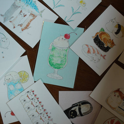 Postkarte Bonbon-Katze