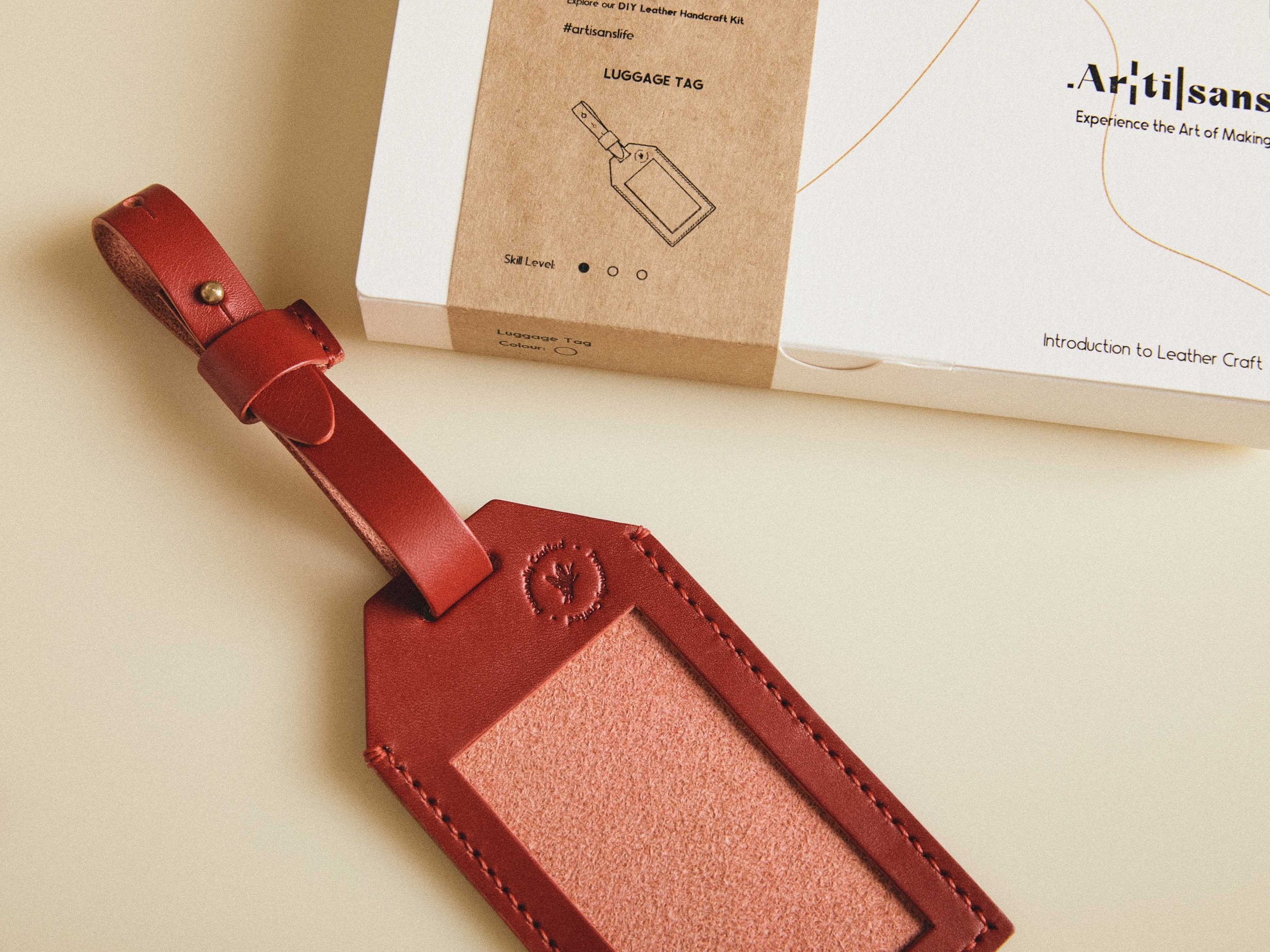 Leather luggage tag - craft kit