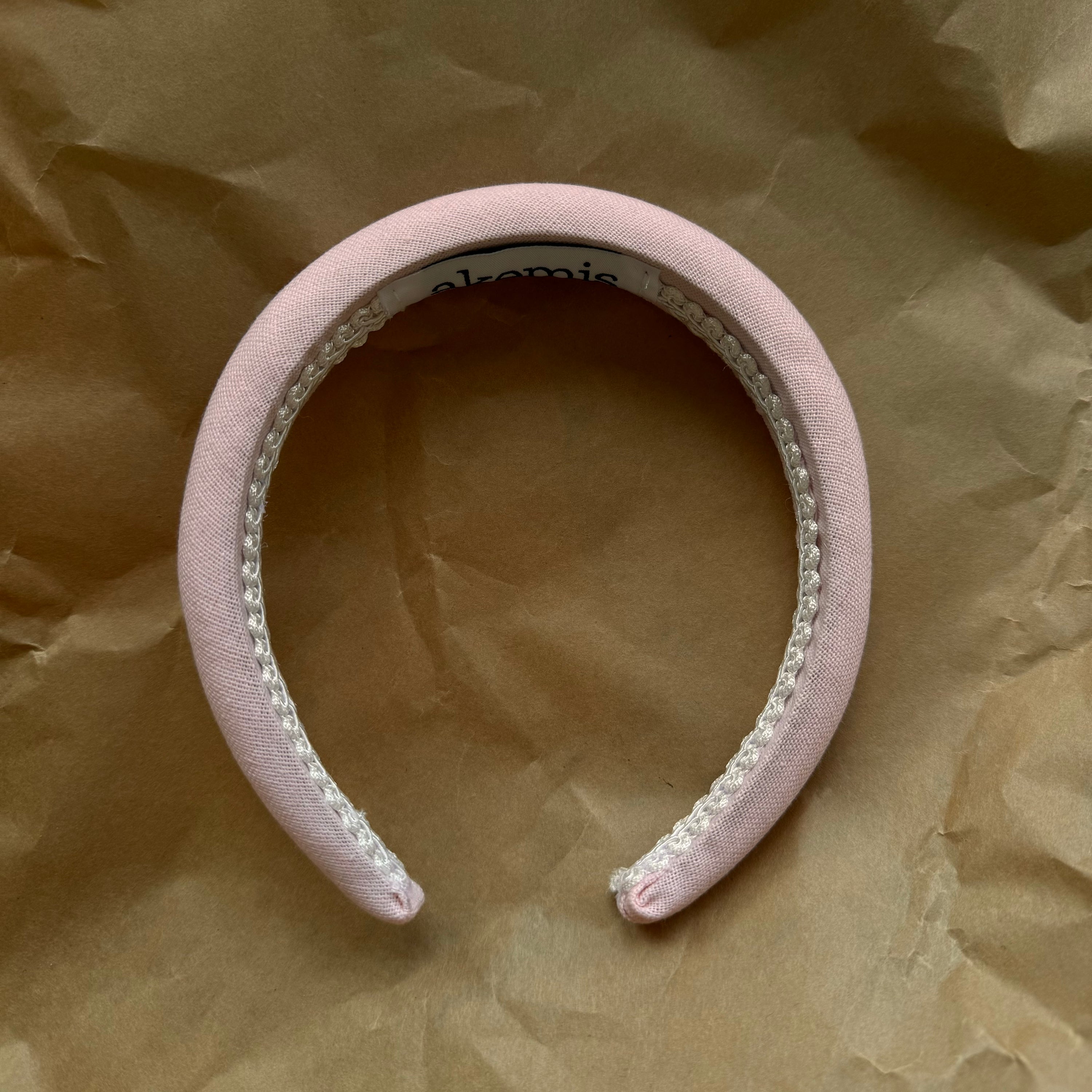 Haarreifen Baumwolle Leinen rosa