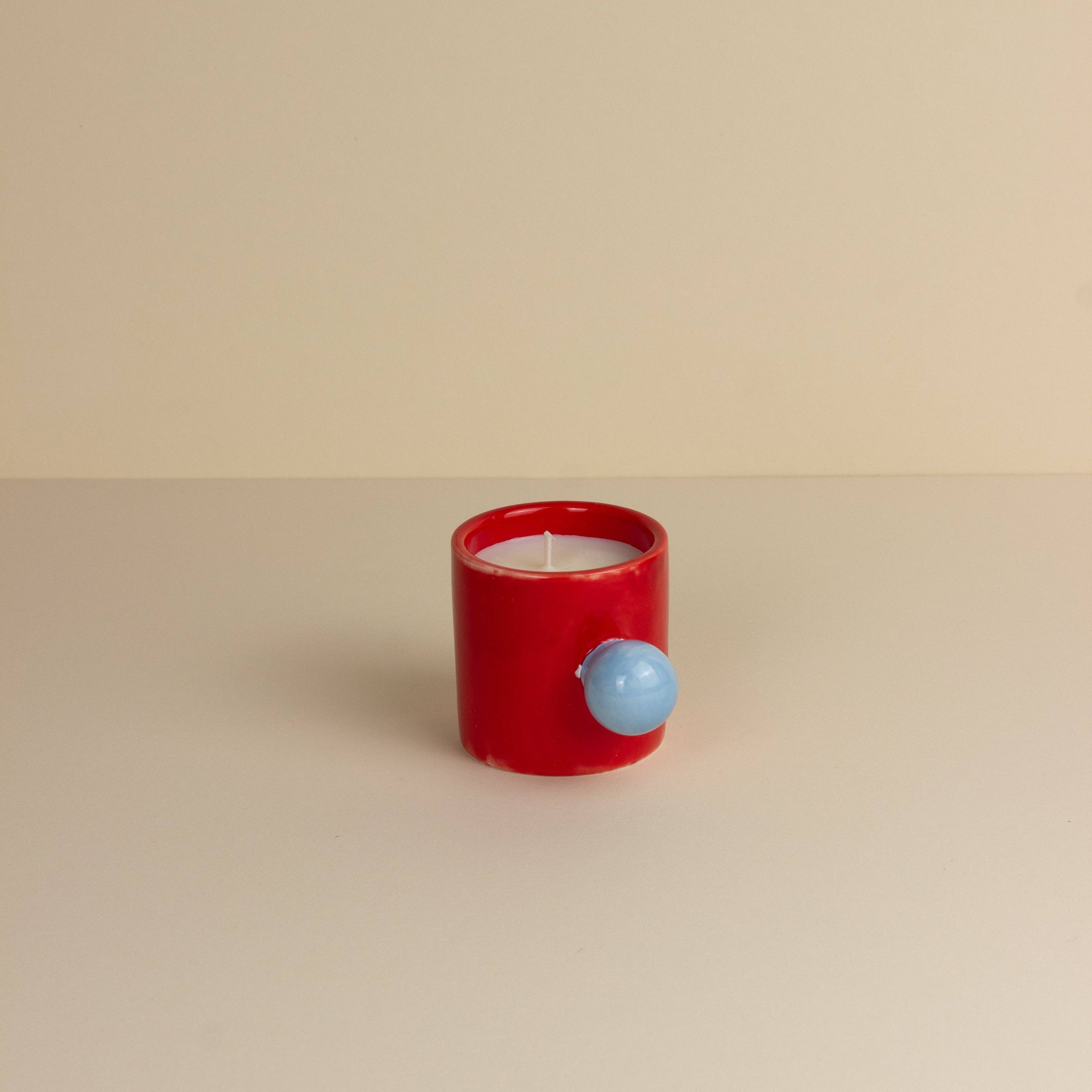 Karneval Karussell Tasse Kerze - Roter Zirkusdirektor